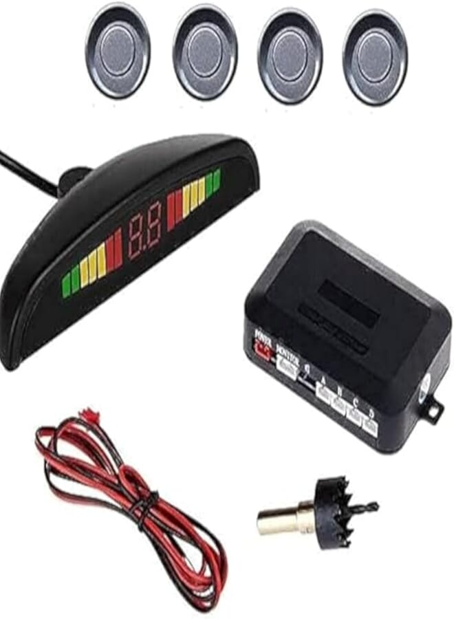 Generic Grey Color 4 Sensors LED Car Parking Sensor Auto Reverse Assistance Backup Radar Detector System